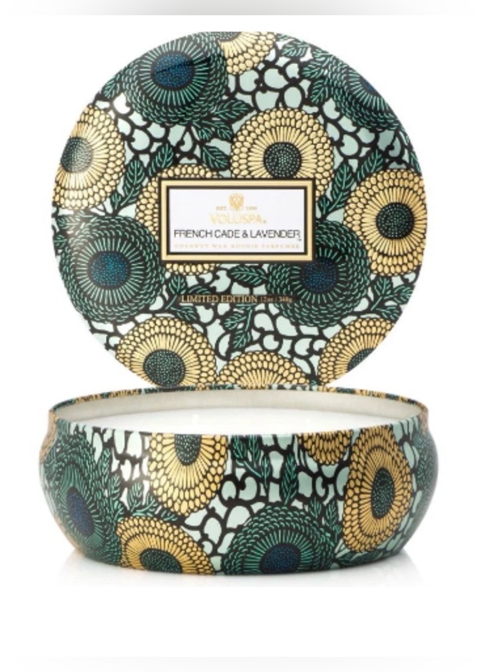 Voluspa French Cade & Lavender Limited 3 Wick Candle in Decorative Tin